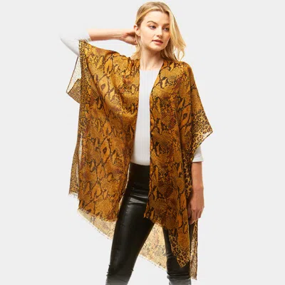 Fashnzfab Snake Print Cover Up Poncho In Gold