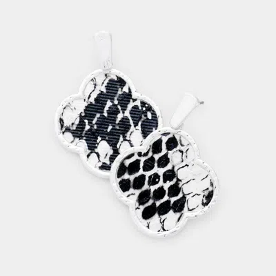 Fashnzfab Snake Skin Faux Leather Clover Earrings In Multi