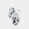 Fashnzfab Snake Skin Faux Leather Oval Earrings N - Black, Snake, White, Worn Silver In Metallic