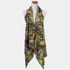 Fashnzfab Snake Skin Pattern Scarf Vest Poncho In Yellow