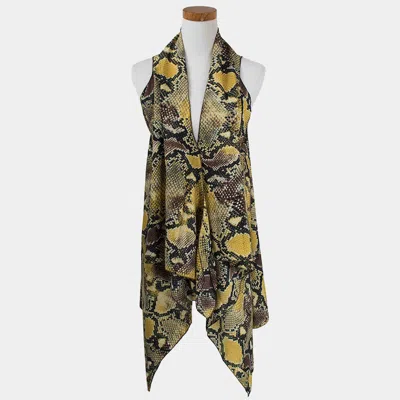 Fashnzfab Snake Skin Pattern Scarf Vest Poncho In Yellow