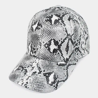 Fashnzfab Snake Skin Patterned Baseball Cap In Grey