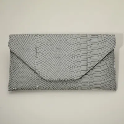 Fashnzfab Snake Skin Patterned Envelope Clutch / Shoulder Bag In Gray