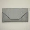 Fashnzfab Snake Skin Patterned Envelope Clutch / Shoulder Bag In Gray