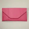 Fashnzfab Snake Skin Patterned Envelope Clutch / Shoulder Bag In Pink