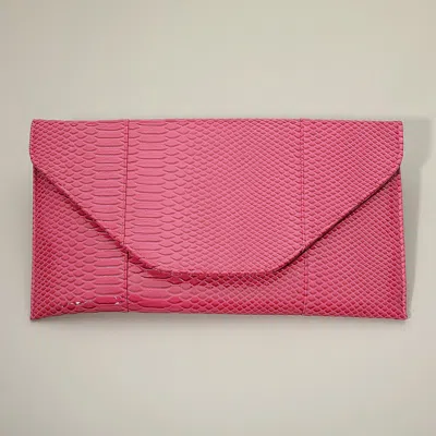 Fashnzfab Snake Skin Patterned Envelope Clutch / Shoulder Bag In Pink