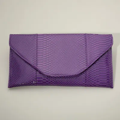 Fashnzfab Snake Skin Patterned Envelope Clutch / Shoulder Bag In Purple