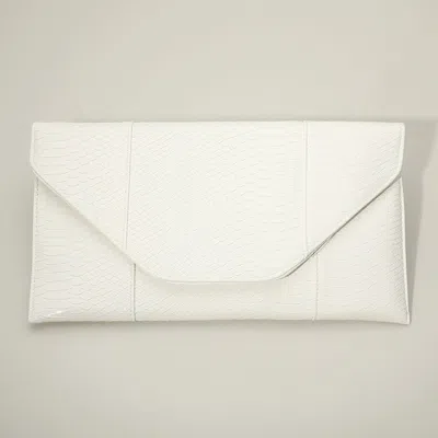 Fashnzfab Snake Skin Patterned Envelope Clutch / Shoulder Bag In White