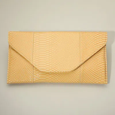 Fashnzfab Snake Skin Patterned Envelope Clutch / Shoulder Bag In Yellow