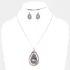Fashnzfab Snake Skin Print Centered Teardrop Metal Pendant Necklace In Multi