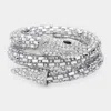 Fashnzfab Snake Stone Embellished Coil Bracelet Rhodium In Multi