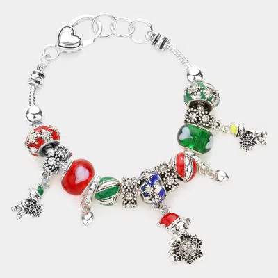 Fashnzfab Snowflake Bear Charm Multi Beaded Bracelet Multi