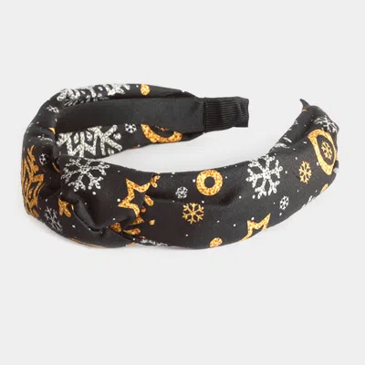 Fashnzfab Snowflake Burnout Knot Headband In Black