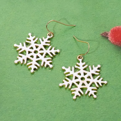 Fashnzfab Snowflake Dangle Earrings In White