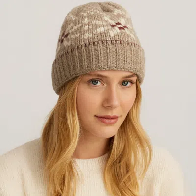 Fashnzfab Snowflake Pattern Knit Winter Beanie Hat In Beige