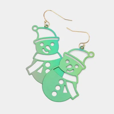 Fashnzfab Snowman Metal Cutout Dangle Earrings In Gold