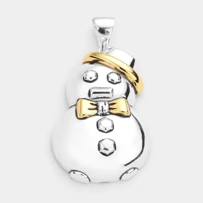 Fashnzfab Snowman Metal Pin Brooch / Pendant In Black