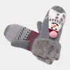 Fashnzfab Snowman Printed Faux Fur Mitten Gloves In Gray