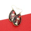Fashnzfab Snowman Printed Teardrop Dangle Earrings In Gold