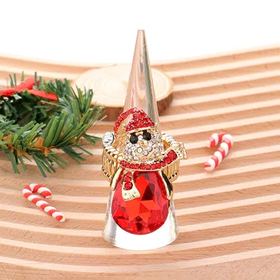 Fashnzfab Snowman Teardrop Stone Accented Stretch Ring In Silver