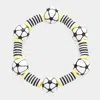 Fashnzfab Soccer Accented Heishi Beaded Stretch Bracelet White In White