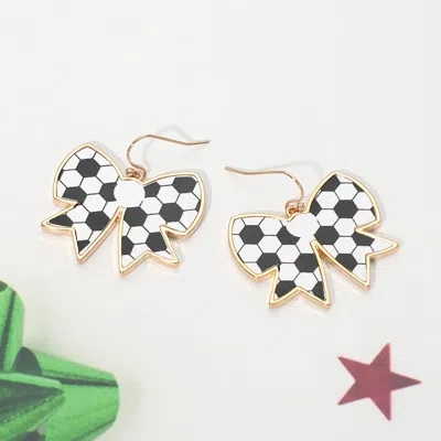 Fashnzfab Soccer Bow Charm Drop Dangle Earrings In Multi