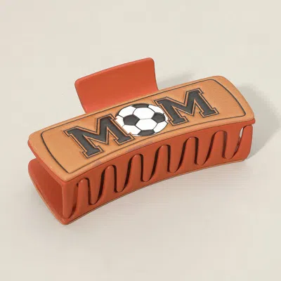Fashnzfab Soccer Mom Message Faux Leather Hair Claw Clip - Brown, Multi