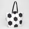 Fashnzfab Soccer Print Large Shoulder Tote Bag In White