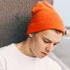 Fashnzfab Soft Basic Beanie Hat In Orange