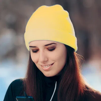 Fashnzfab Soft Basic Beanie Hat In Yellow