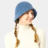 Fashnzfab Soft Cable Knit Solid Bucket Hat In Blue
