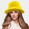 Fashnzfab Soft Faux Fur Bucket Hat In Yellow