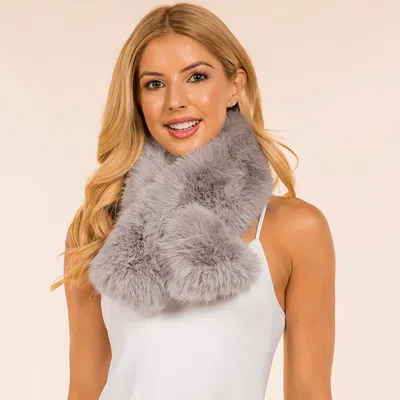 Fashnzfab Soft Faux Fur Plush Wrap Scarf In Gray