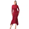 Fashnzfab Soft Faux Wool Long Dress In Pink