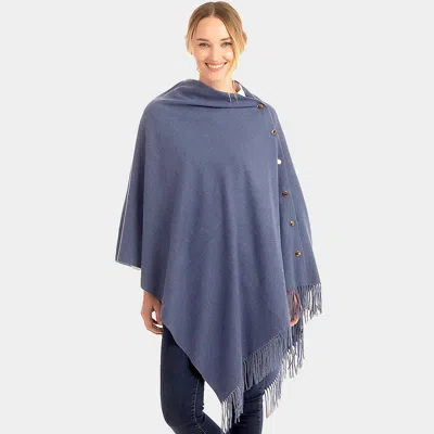 Fashnzfab Soft Feel Texture Solid Cape / Scarf In Blue