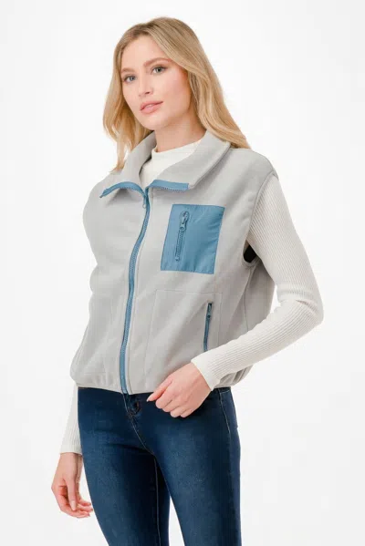 Fashnzfab Soft Fleece Vest In Grey
