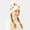 Fashnzfab Soft Fuzzy Leopard Print Beanie Hat With Pom Pom In Multi