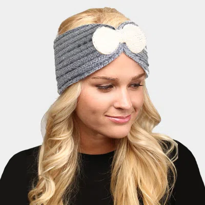Fashnzfab Soft Knit Bow Headband In Gray