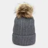 Fashnzfab Soft Knit Faux Pom Pom Beanie Hat In Gray