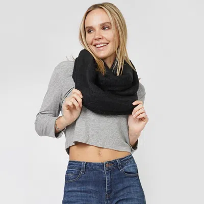 Fashnzfab Soft Knit Infinity Scarf In Black
