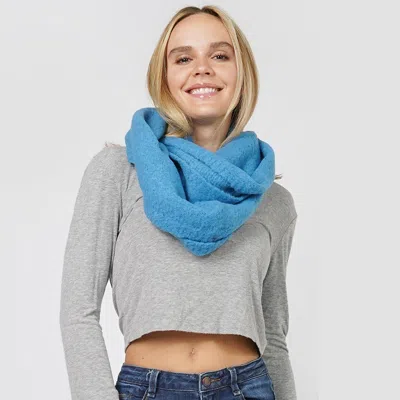 Fashnzfab Soft Knit Infinity Scarf In Blue