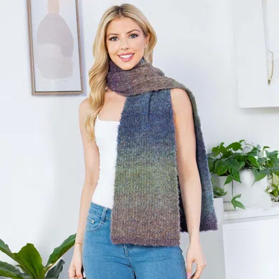 Fashnzfab Soft Ombre Gradient Knit Scarf In Blue