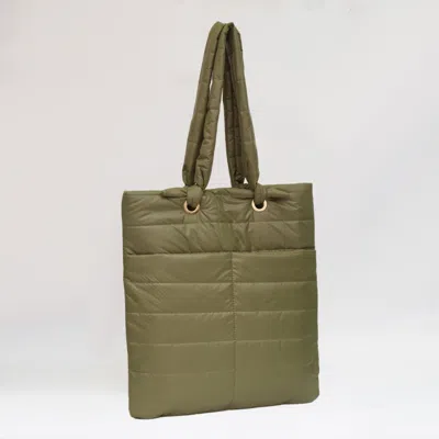 Fashnzfab Soft Padded Quilted Tote Bag In Green