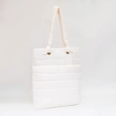 Fashnzfab Soft Padded Quilted Tote Bag In White