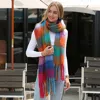 Fashnzfab Soft Plaid Oblong Fringe Long Scarf In Orange