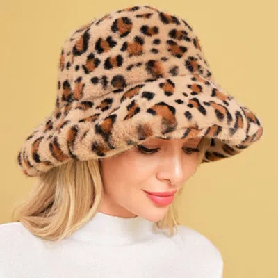 Fashnzfab Soft Plush Faux Fur Leopard Print Winter Bucket Hat In Multi
