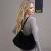Fashnzfab Soft Plush Faux Fur Shoulder Bag In Black