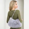 Fashnzfab Soft Plush Faux Fur Shoulder Bag In Gray