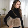 Fashnzfab Soft Plush Faux Fur Shoulder Bag In Green