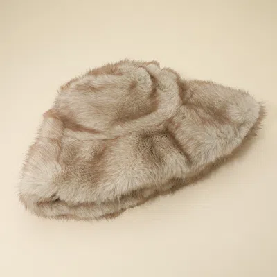 Fashnzfab Soft Plush Faux Fur Winter Bucket Hat In Sand